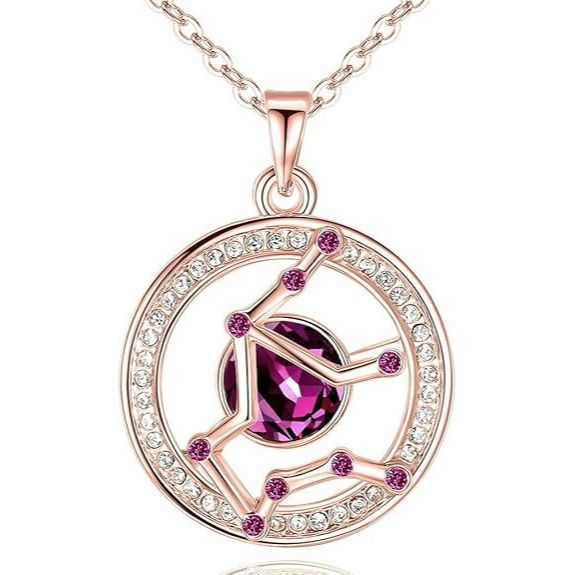 Valentine's Day 14K Rose Gold Plated Crystal Pendant Necklace