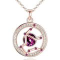 Valentine's Day 14K Rose Gold Plated Crystal Pendant Necklace