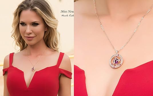 Valentine's Day 14K Rose Gold Plated Crystal Pendant Necklace
