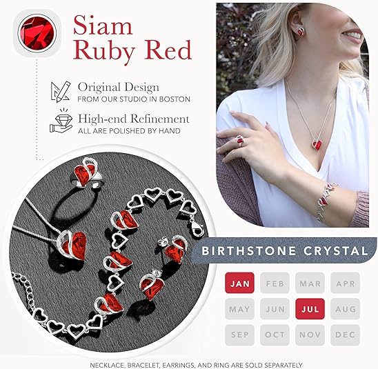 Valentine's Day Birthstone Crystal Heart Infinity Love Necklace