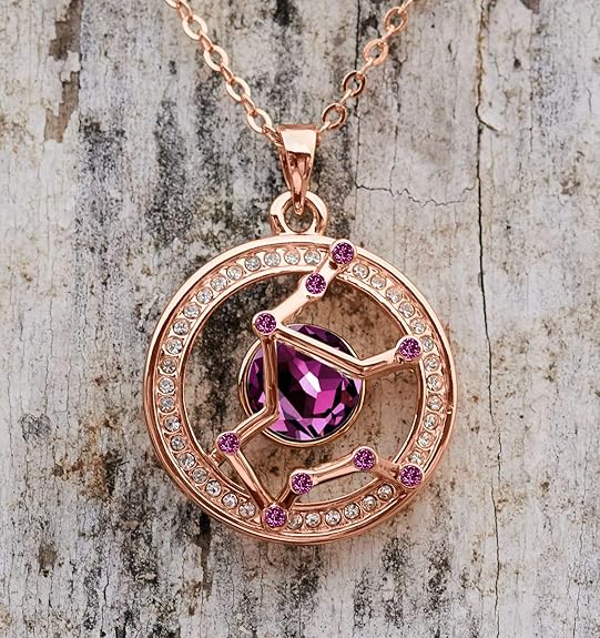 Valentine's Day 14K Rose Gold Plated Crystal Pendant Necklace