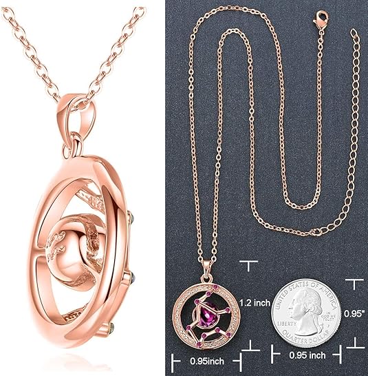 Valentine's Day 14K Rose Gold Plated Crystal Pendant Necklace