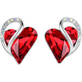 Valentine's Day Birthstone Crystal Heart Stud Earrings