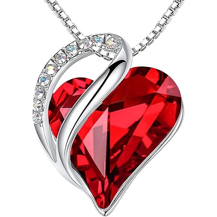 Valentine's Day Birthstone Crystal Heart Infinity Love Necklace